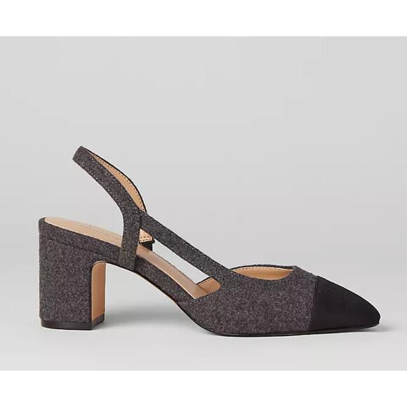 Ann Taylor Flannel Cap Toe Block Heel Slingback Pumps - 8 - Picture 1 of 5
